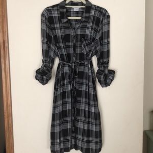 Button up plaid dress.